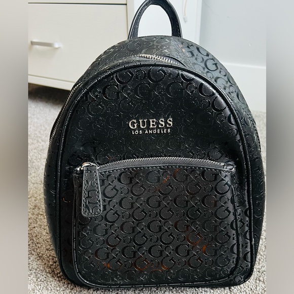 Guess Embossed Black Backpack - Picture 1 of 2